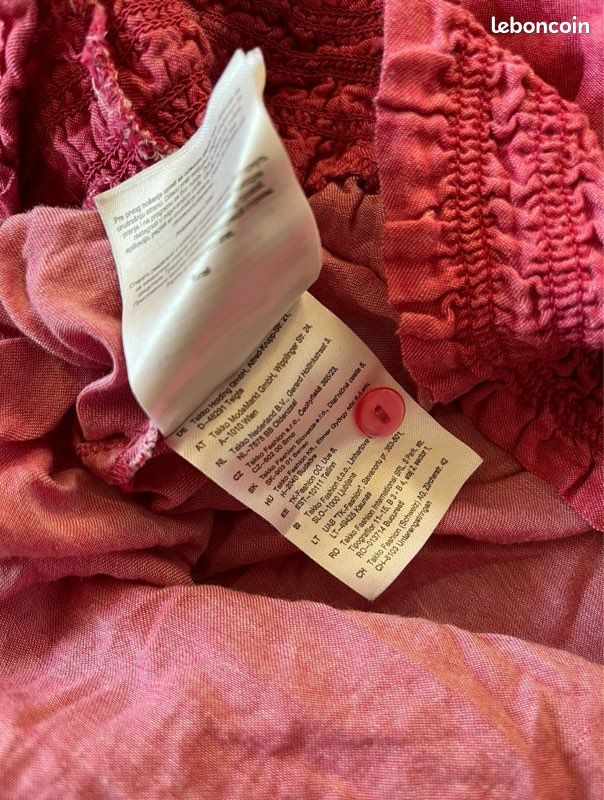 Blouse femme bohème 100 % coton rose vintage XL (image 6)