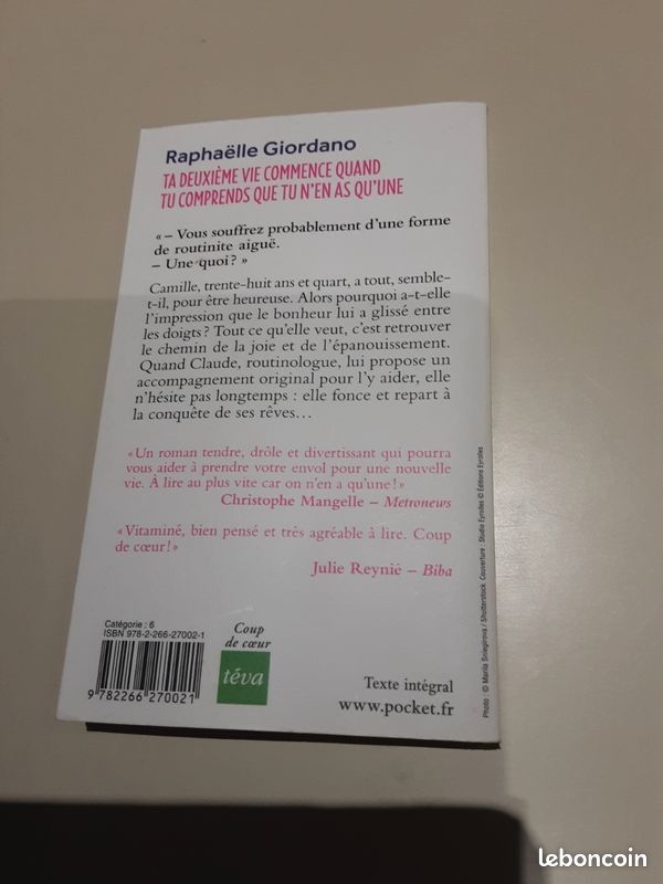 Livre : Ta deuxième vie commence quand tu comprends que tu n’en à qu’une,de Raphaëlle Giordano,édition Pocket (image 2)