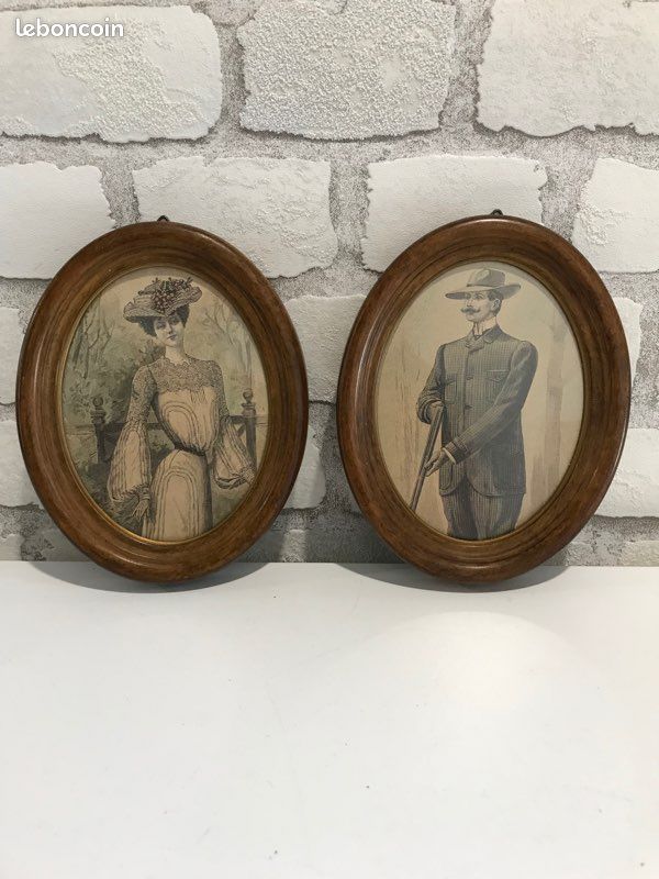 Lot de 2 cadres médaillon ovale (image 1)