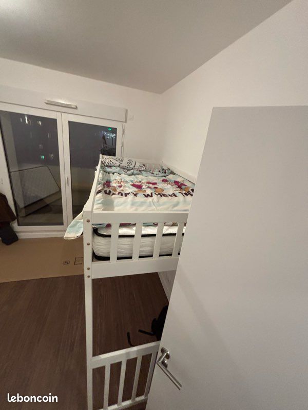 Lit Mezzanine Enfant 90x200 Cm Avec Escalier Et Espace Dessous - Blanc - En Bois Et MDF - Charge Max 120 Kg - Matelas Non Inclus
