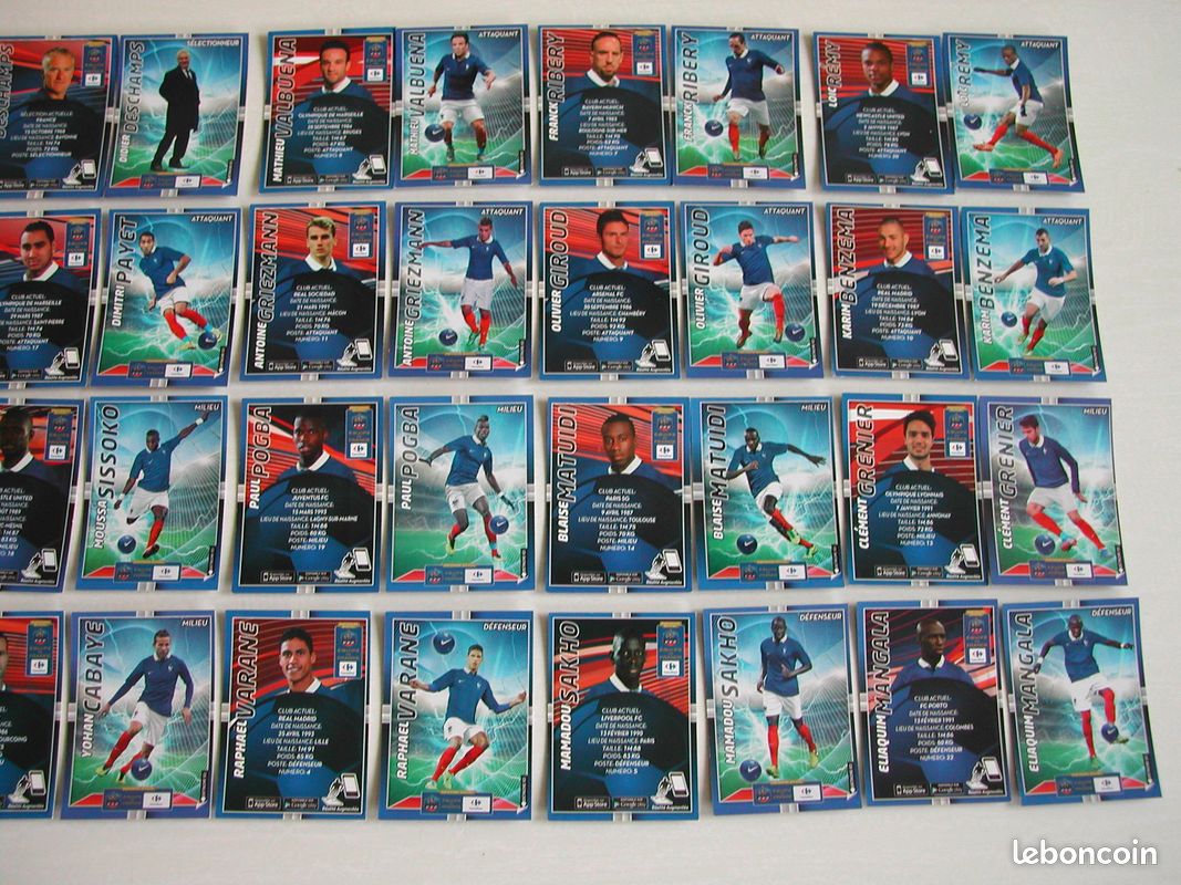 Collection Complète Équipe De France Football 2014 - Cartes Carrefour