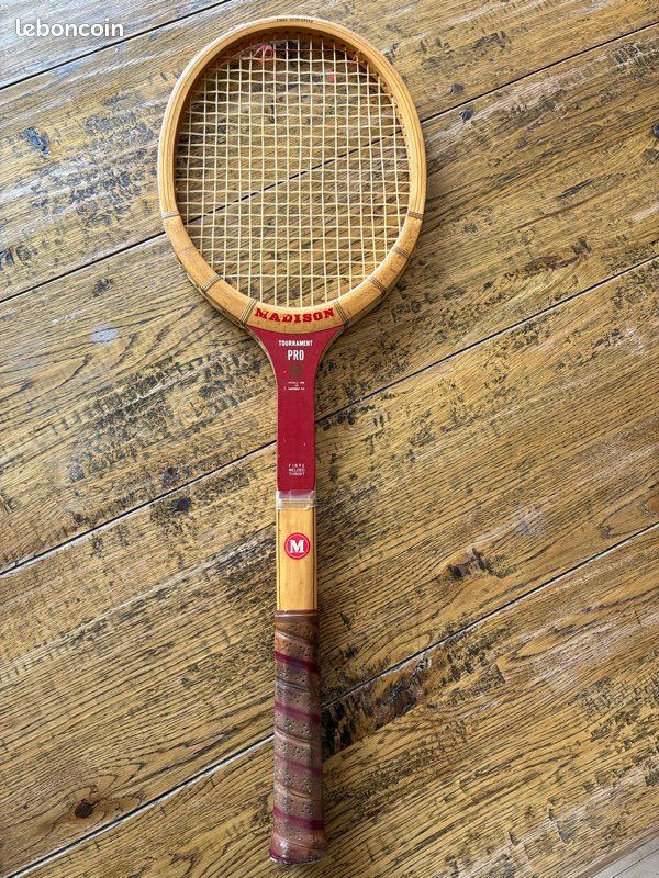 Raquette de tennis Madison Junior PRO vintage : décoration sportive en bois - France