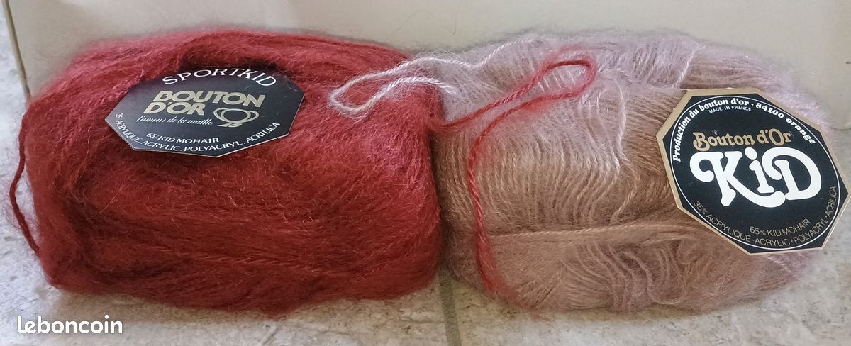 Lot De 10 Pelotes Laine Kid Mohair – Couleur Marron Bordeaux, Fait En Italie, Pour Tricot