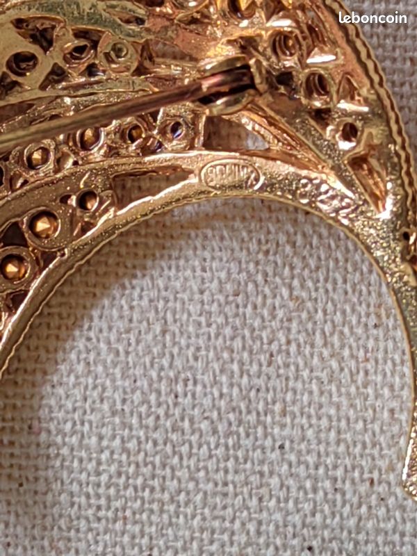 Broche Vintage Gablonz, Strass Iridescent Et Cognac, Bijou Fleur, France