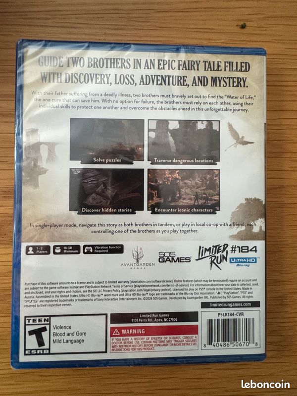 Brothers PS5 - remake - Jeu incroyable. (Neuf) (image 2)