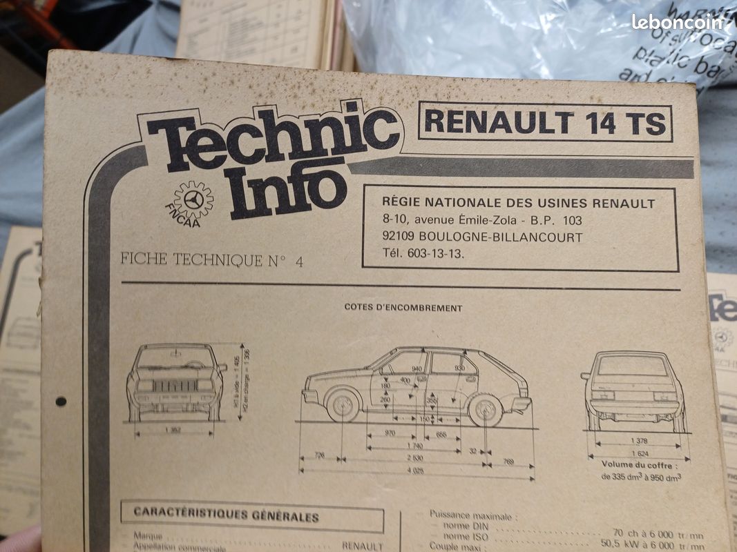 Fiche technic info voiture Francaise annee 70 - 90 (image 11)