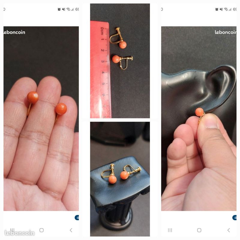 Lot De 3 Paires De Boucles D'oreilles Vintage Orange - Sous Blister, Occasion
