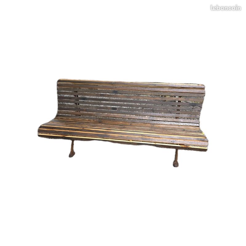Banc de jardin avec lattes en bois et piètement en fonte (image 1)