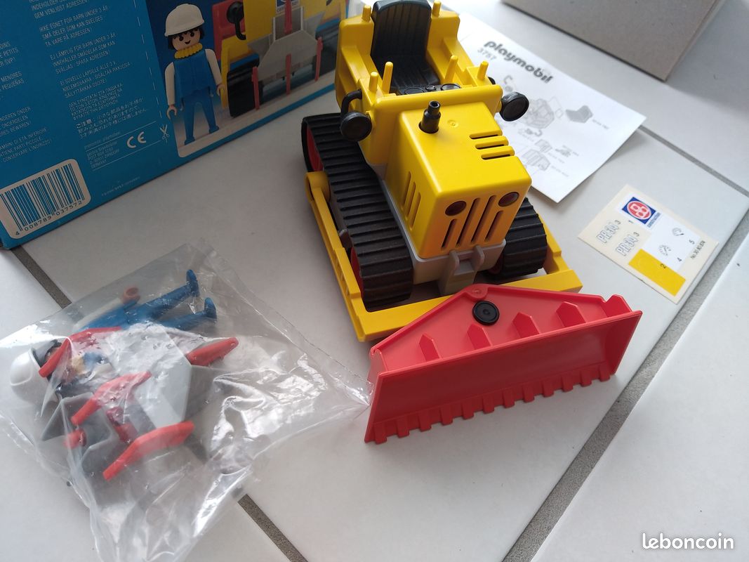 Jouet Vintage Playmobil - Chantier Avec Bulldozer Et Ouvrier (1988) - État Correct, Livraison Groupée Possible