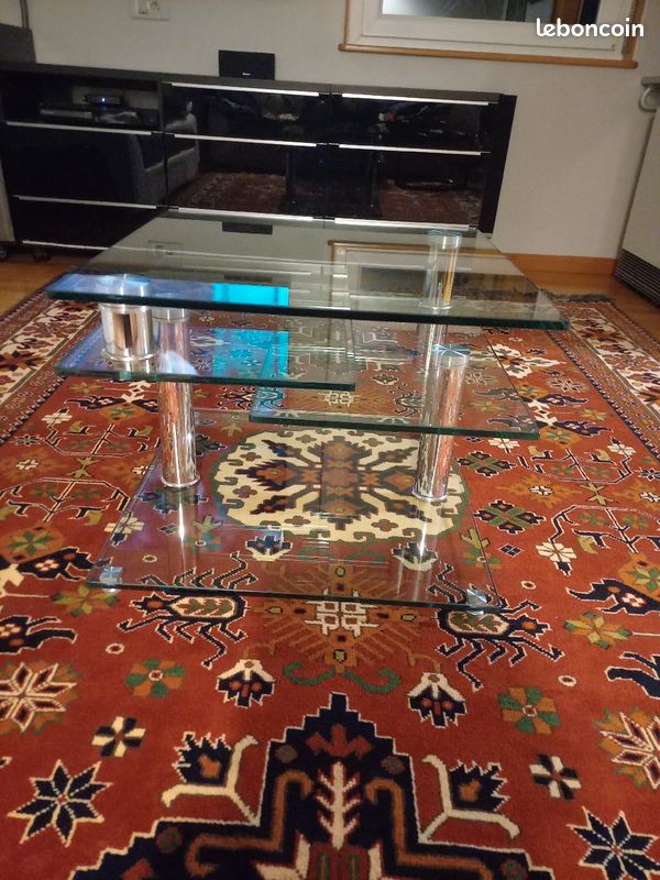 Table basse chrome et verre (image 2)