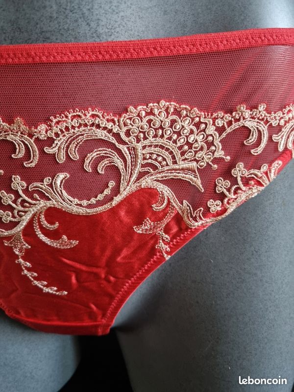Shorty Lise Charmel Splendeur En Soie Rouge Corail - Neuf Avec étiquettes, Taille 40/M