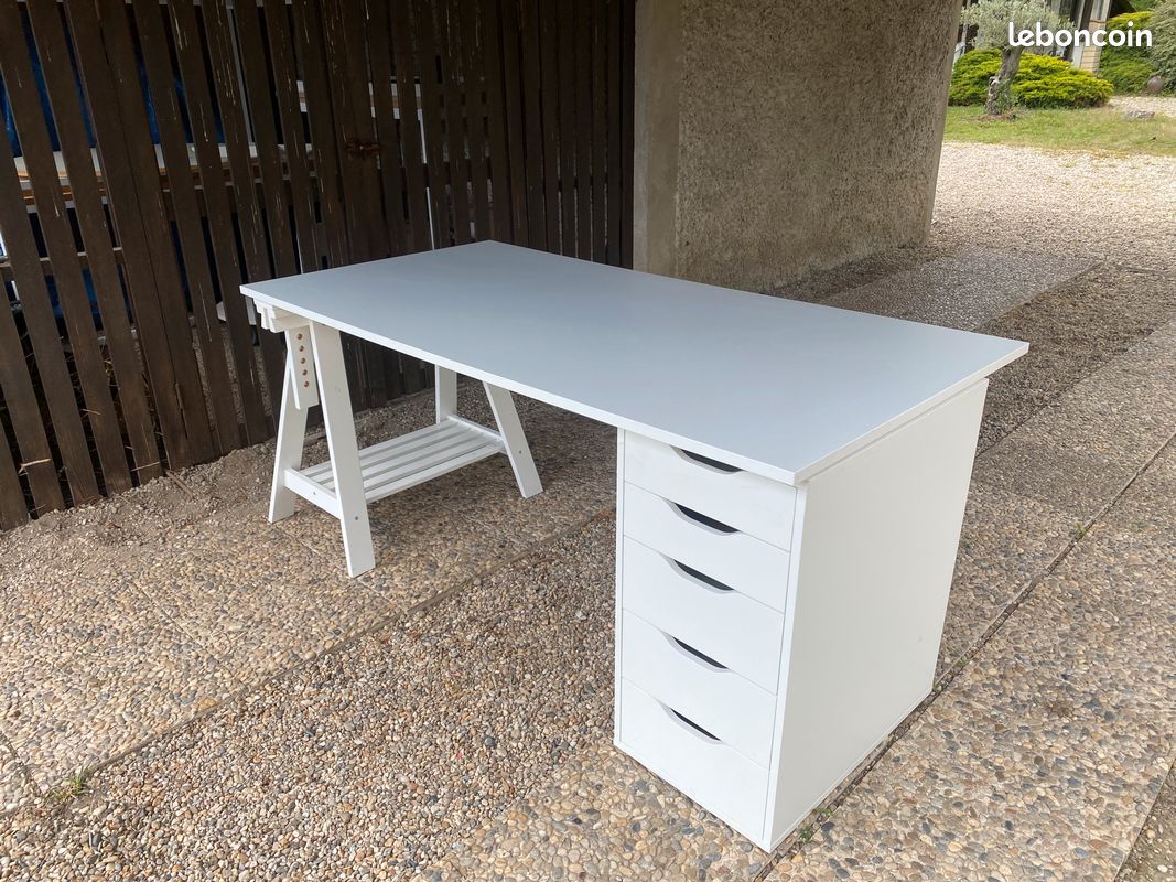 Bureau IKEA avec caisson et treteau (image 2)