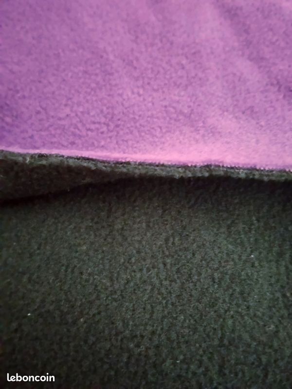 Coupon de tissu polaire bicolore double face noir violet neuf (image 5)