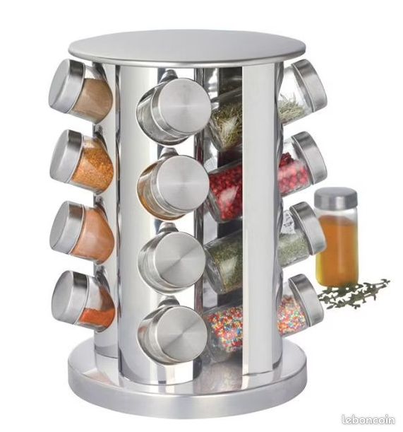 Carrousel/pots à épices avec 16 pots en verre (image 1)