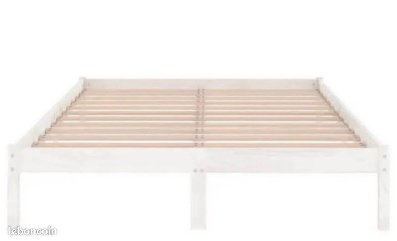 Lit sommier blanc deux places (140x200) (image 10)