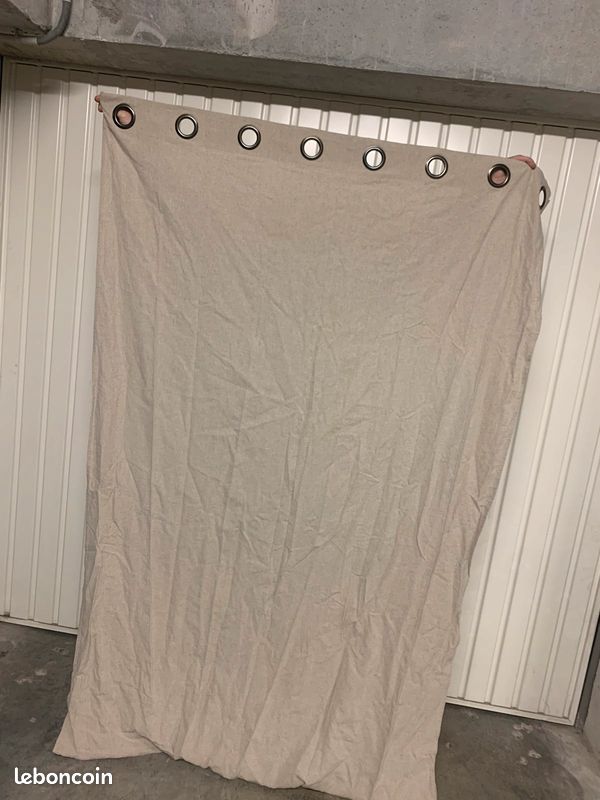 Rideaux en lin beige à œillets (image 1)