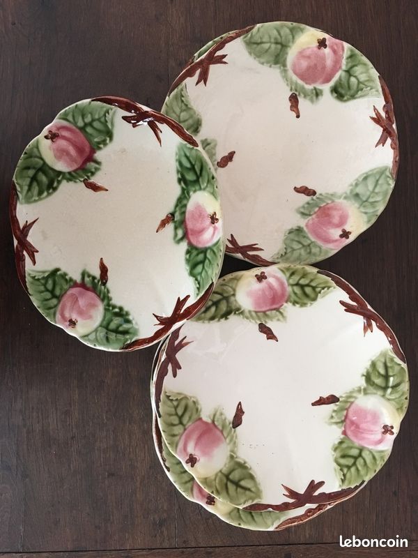 Assiette faïence barbotine de CHOISY LEROY HB décor pomme (image 1)