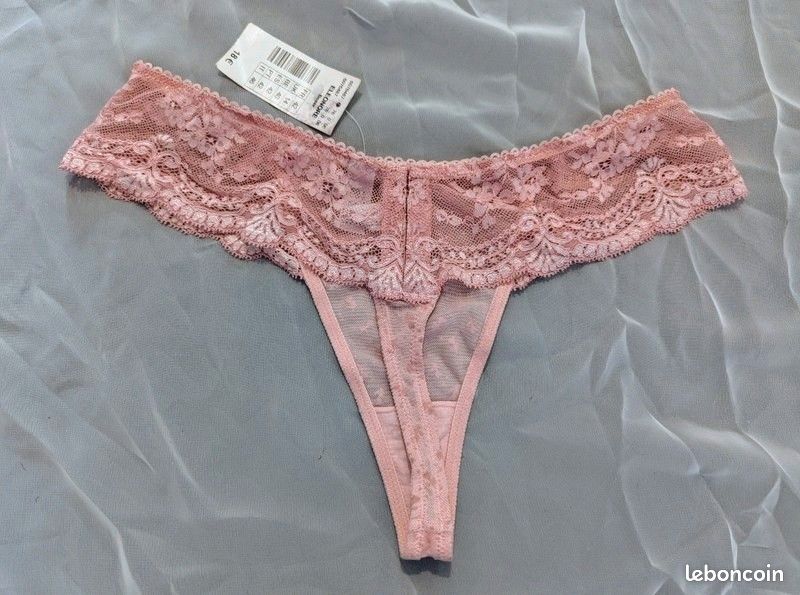 String rose pâle en dentelle Etam - Taille 42 - Neuf avec étiquette (image 8)