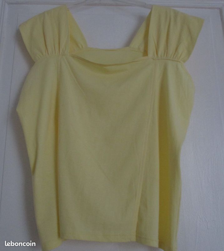 Tee shirt jaune larges bretelles (image 1)