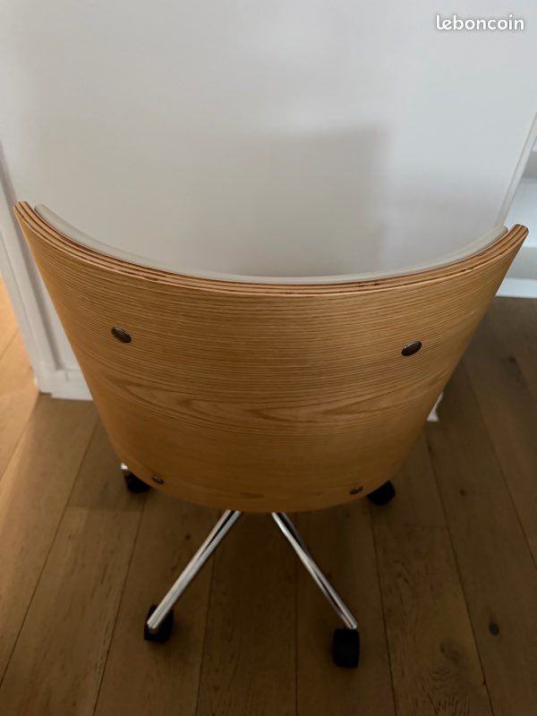 Chaise Bureau Miliboo bois et blanc (image 3)