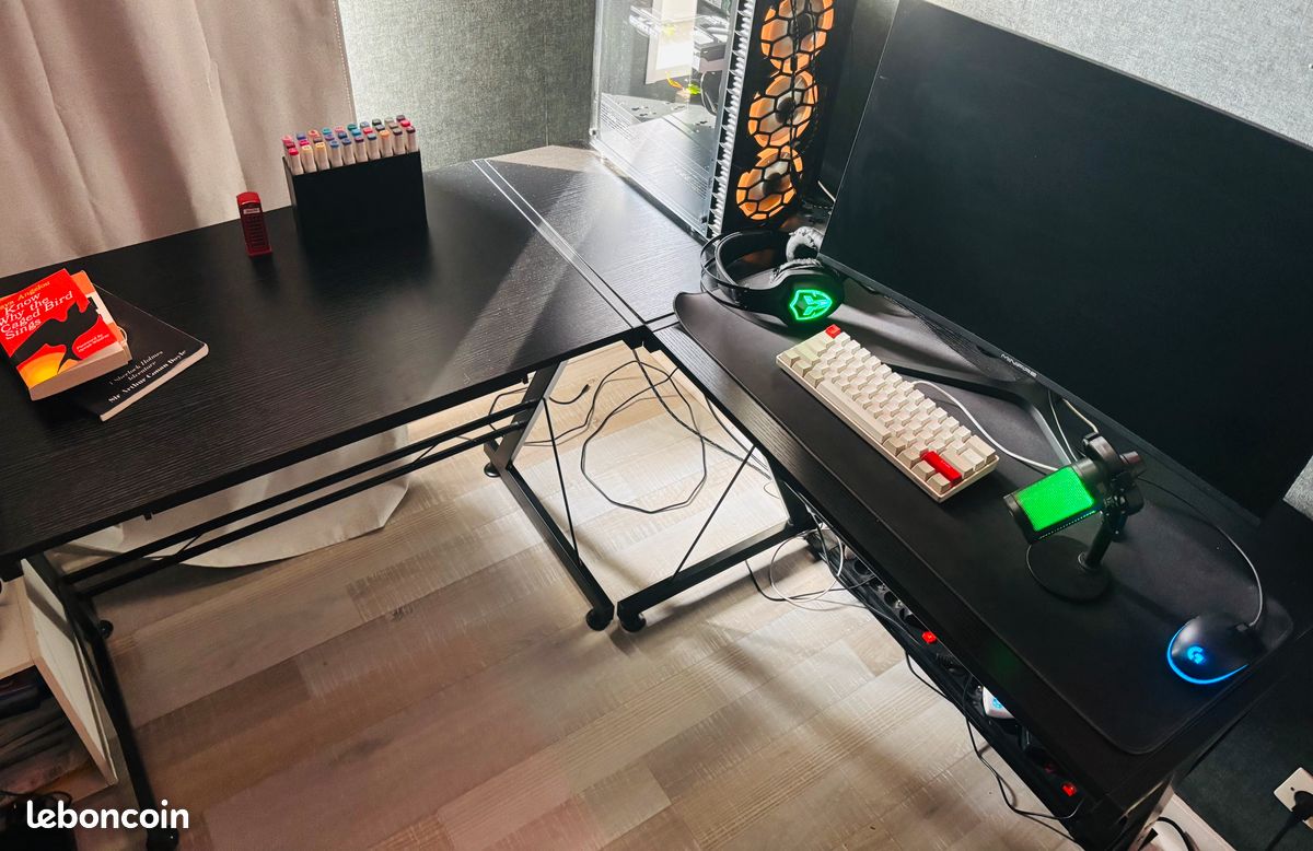 Bureau d’angle noir Gamer (image 6)