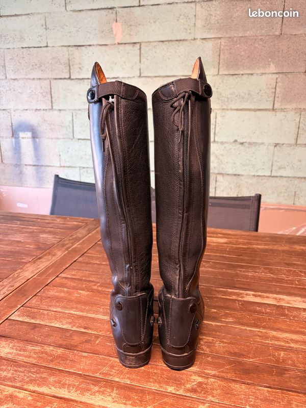 Bottes D'équitation Hautes Style Officier Britannique Vintage - Fabriquées En Angleterre, Taille 8.5 (US 9) Avec Doublure Rouge