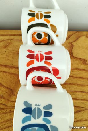 Lot De 6 Mugs + 1 Pichet Arcopal - Design Seventies Vintage - Multicouleur