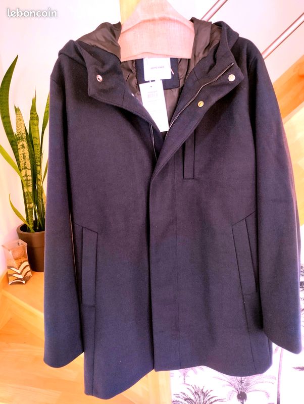 Manteau parka neuf bleu marine marque jack and jones (image 1)