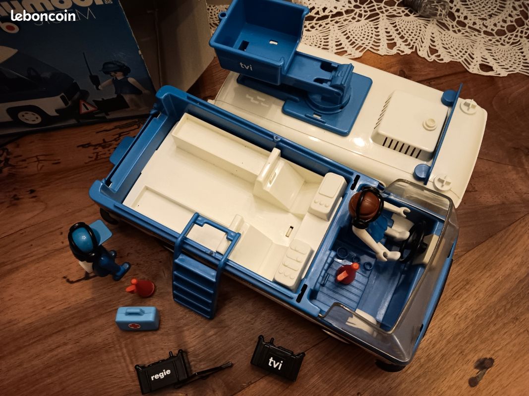 Playmobil Vintage 3530 – Camion Régie TV Avec Nacelle Et équipe Télé, 1979, Complet