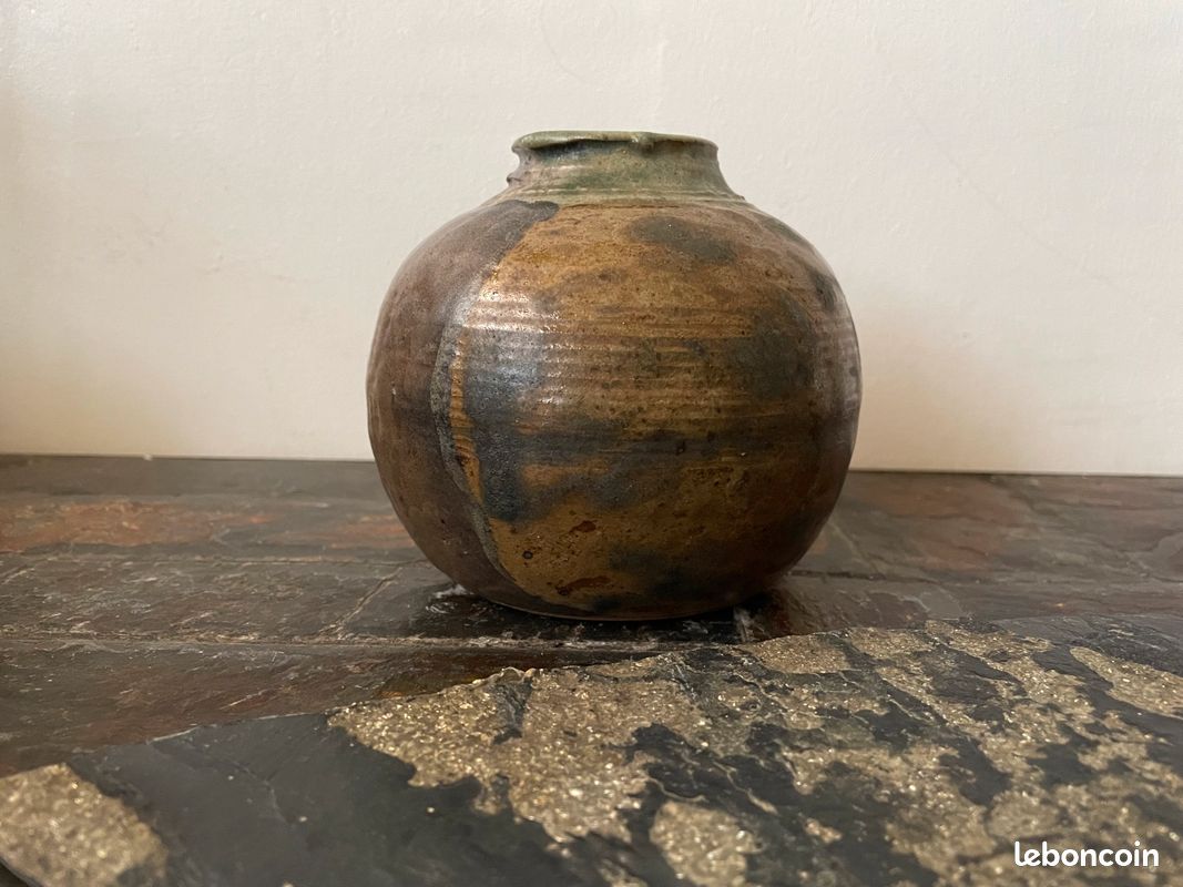 Vase boule vintage céramique grès émaillé (image 4)