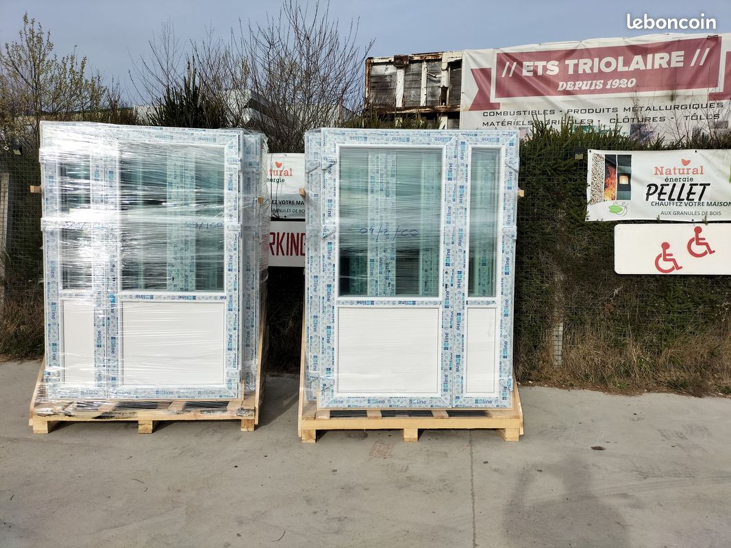 PORTE TRIOLAIRE: PORTE DE SERVICE PVC BLANCHE, avec renforts aciers et gros dormant (image 2)