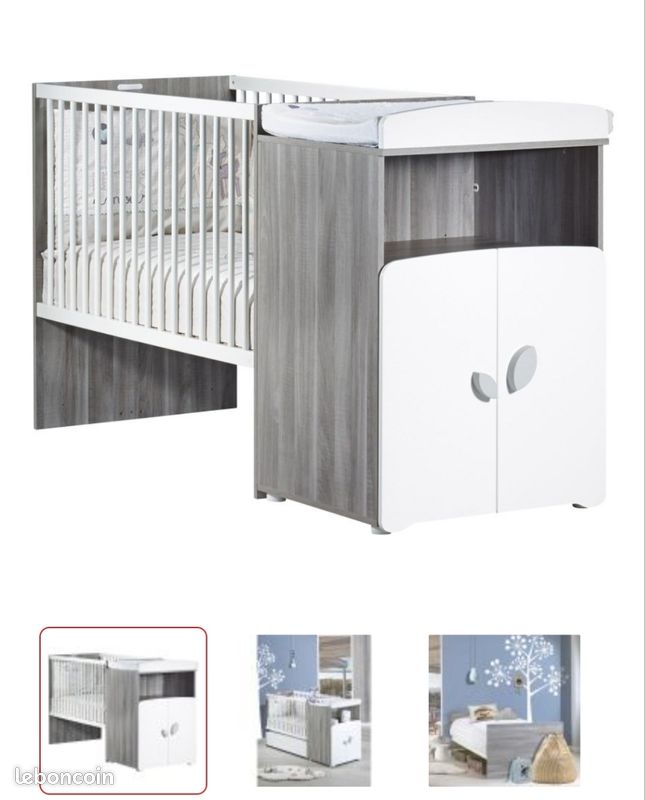 Lit combiné bébé + barrière + matela (image 1)
