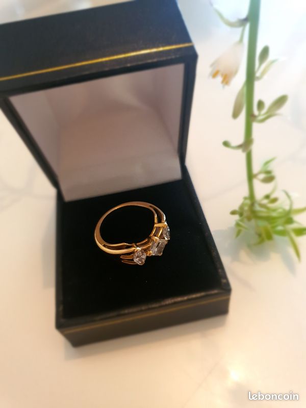 Bague 3 diamants or jaune (image 2)