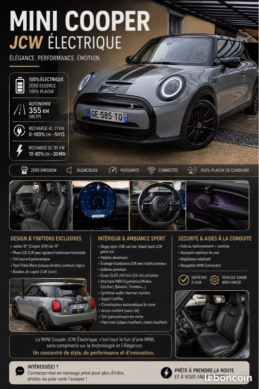MINI Cooper JCW Électrique – Excellent état – Très bien équipée (image 1)