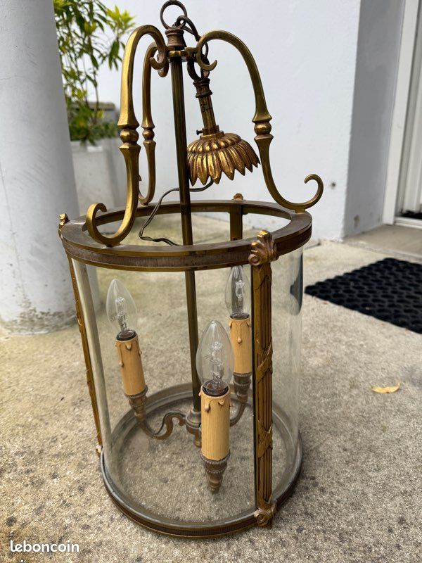 Lot De 3 Lampes De Transport Murales En Laiton - Style Français Ancien 1800 - Équipées LED
