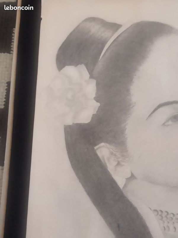 Dessin ancien au crayon - Portrait de femme asiatique (image 3)