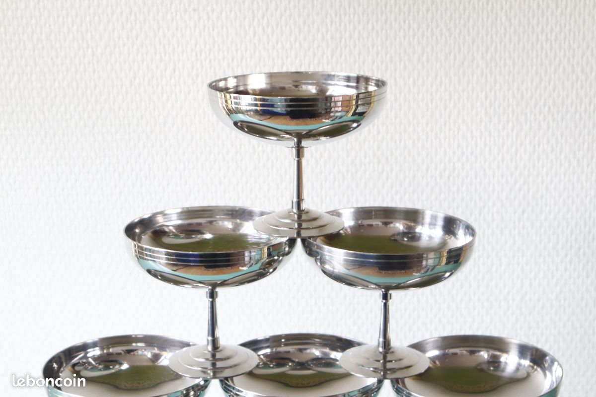 6 coupes à glace Létang Rémy vintage en inox 18/10, France | Selency