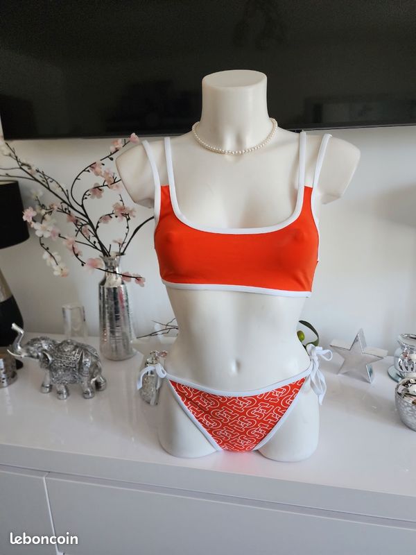 Un maillot de bain imprimé 2 pièces orange imprimé taille 38/40 marque Jott (image 5)