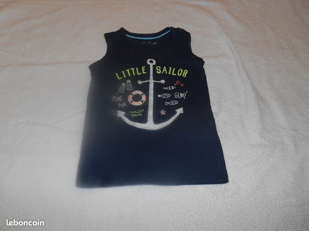 T-shirt, bleu marine, forme marcel, 4 ans, 1 euros (image 1)