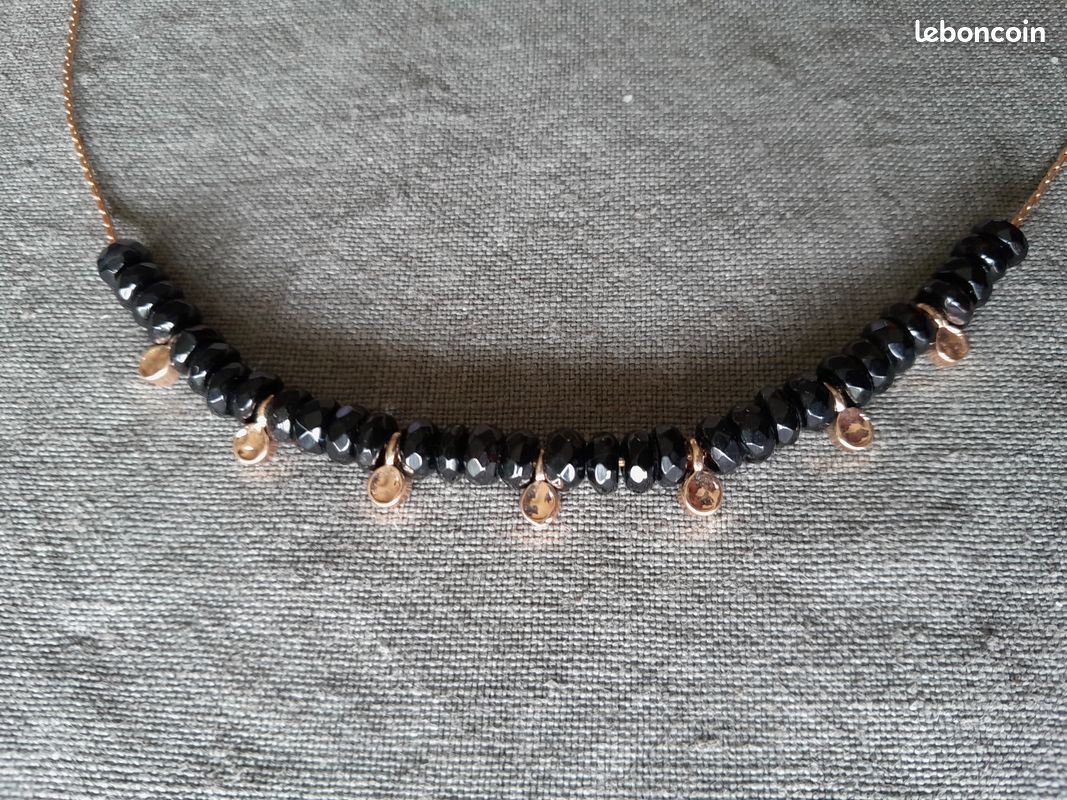 Collier et bracelet noir et or (image 7)