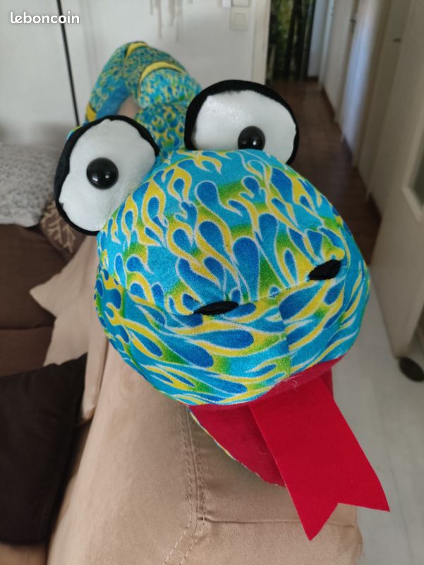 PMS Serpent en Peluche Géant - 180cm - Peluches Enfant (Bleu & Violet