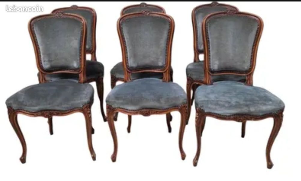 Suite Louis XV ancienne – 6 chaises et fauteuils – bois massif, assemblage traditionnel (image 1)