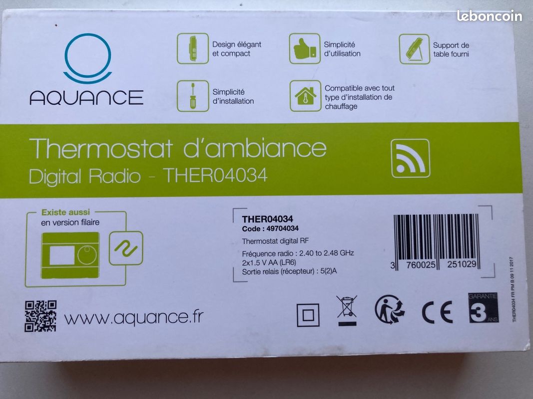 Thermostat d'ambiance radio fréquence Aquance THER04034 (image 5)