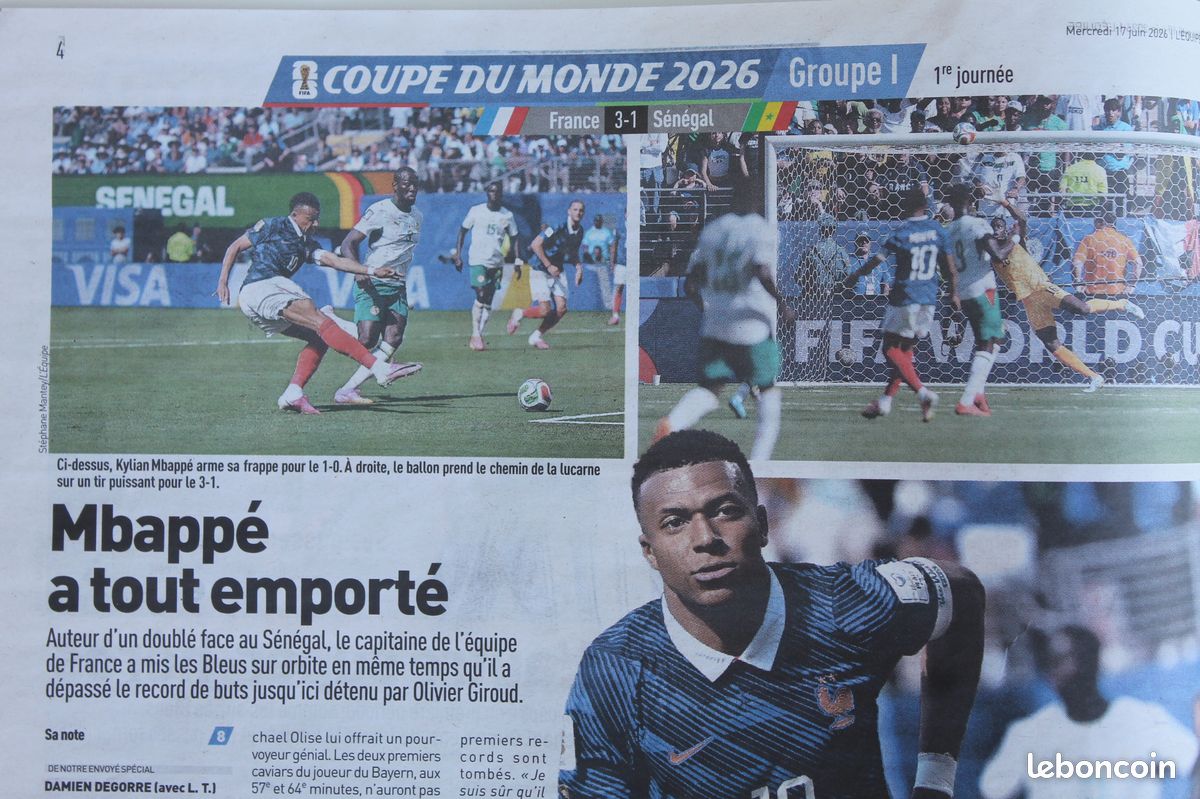 L'Equipe du 17/6/2026 - Coupe du Monde 2026- France 3 - 1 Sénégal - Mbappé - Olise - (image 4)