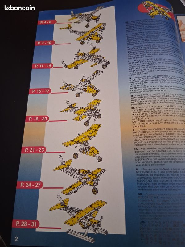 AVION MECCANO notice MOTEUR N° 1 originale