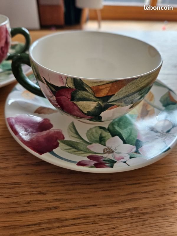 Service à café Porcelaine de Sologne – 10 tasses + soucoupes - Arts de la table