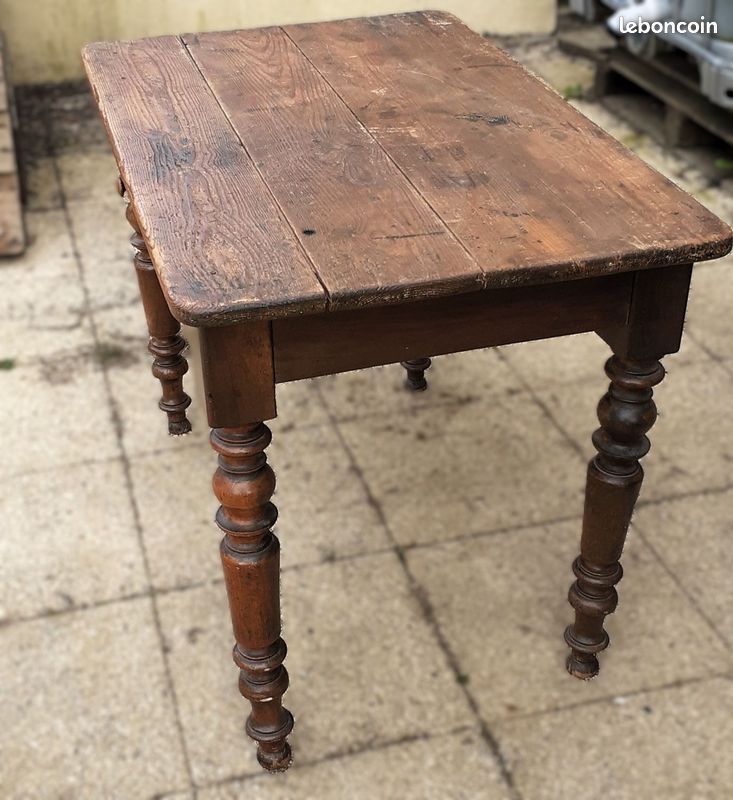 Table d'écriture ancienne bureau pieds tournés (image 4)