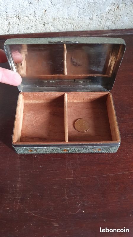 Boite indienne emaillée argente ciselé coffret india artisanat fait main ethnique ancien (image 6)