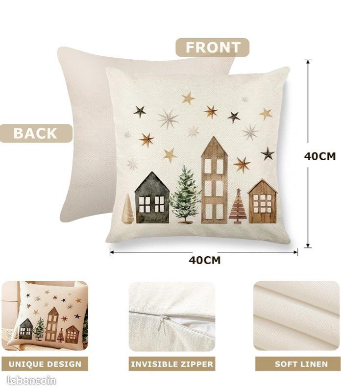 Lanpn Lot De 4 Père Housse De Coussin Noel 55x55 Cm, Taie D'oreiller Joyeux Xmas Flocons De Neige D'hiver Parure De Oreiller De Décoration De Lit Noel Deco Pour Chambres Canapé Noël