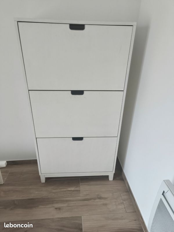 Meuble à Chaussures/étagère à Chaussures Avec 3 Compartiments Pliables Réglables, En Panneaux De Particules Blanc 98722056